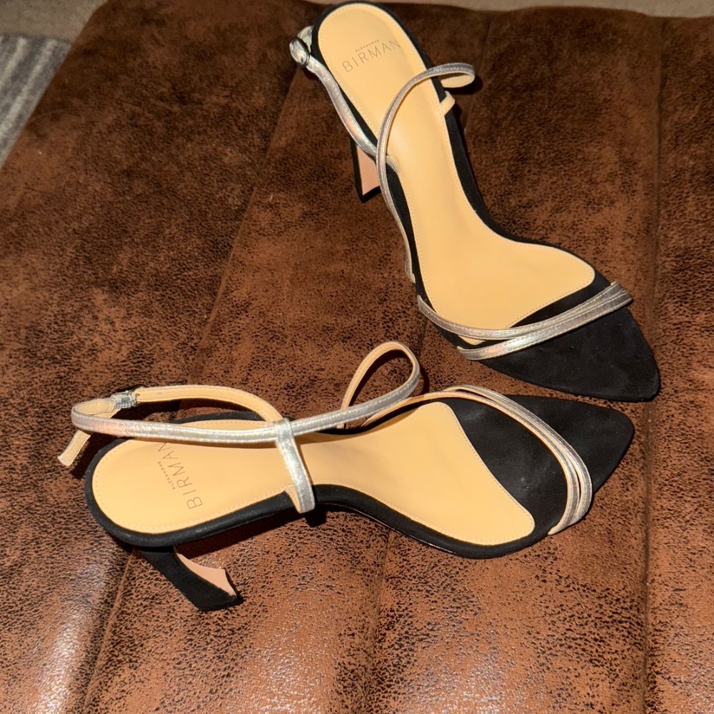 Alexandre Birman Alana Heel Sandals - Silver and Black sandals - Sz 40